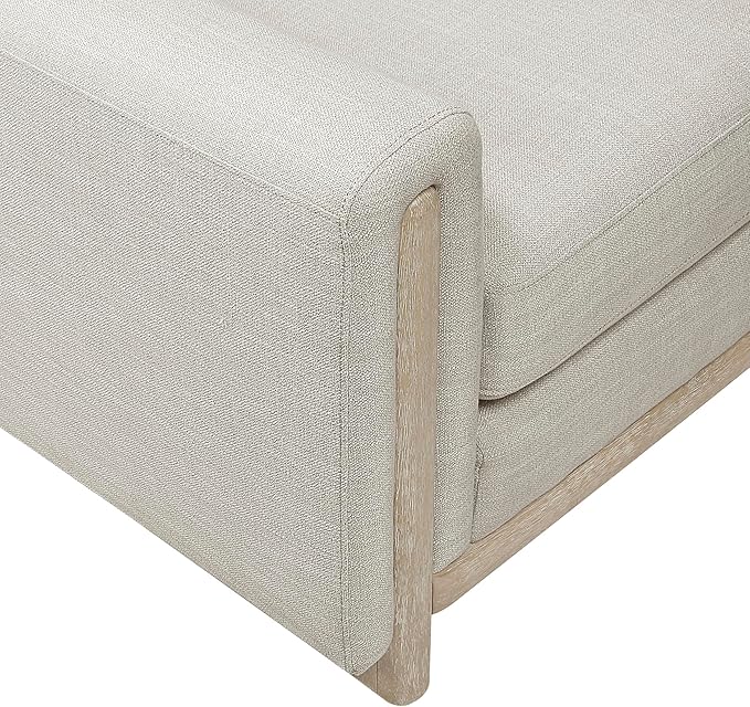Lexicon Modern Upholstered Living Room Loveseat Textured Fabric Love Seat Track Arm Wood Frame and Natural Finish Wood Legs Reversible Back Cushion No Assembly Beige