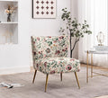 Thia Armless Accent Chair for Living Room Elegant Seat with Nailhead Trim Gold Metal Legs and Comfortable Curved Back 28 D x 25 W x 29.5 H 03 Floral Print