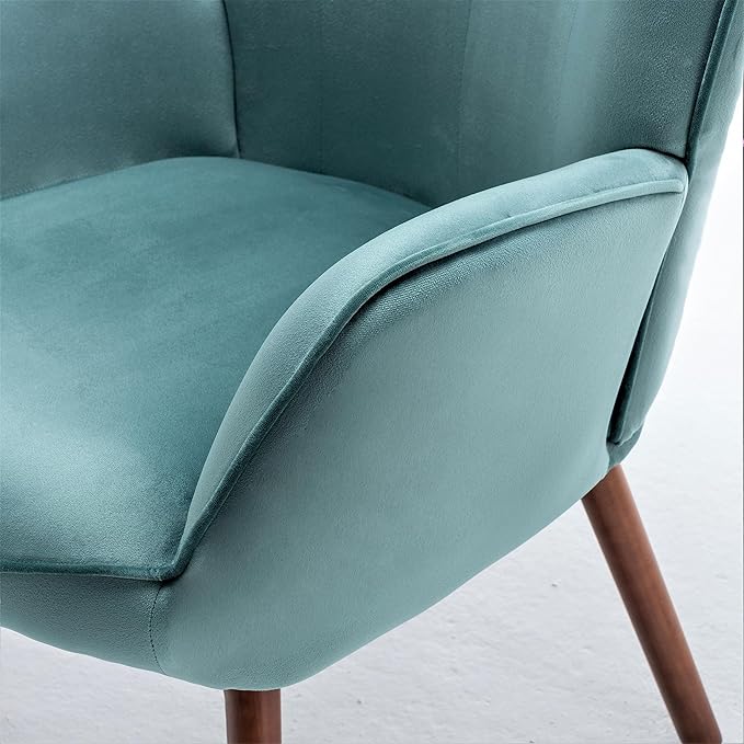 Chic Accent Arm Chairs for Living Room Bedroom or Home Office Button-Tufted Midcentury Armchair with Wingback Design and Splayed Legs Teal