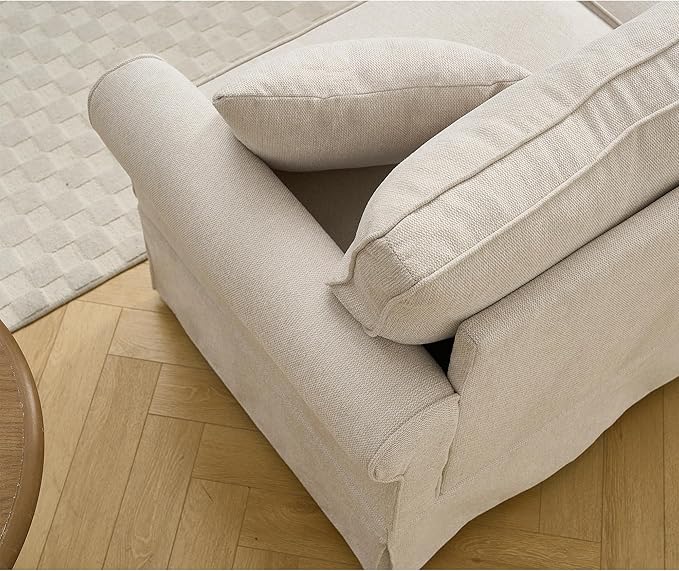 Modular Sectional Sofa SetConvertible L Shaped Couch5 SeatReversible Sectional Sofa CouchUpholsteredCorner SofaRolled ArmsSoft Linen Fabric (Beige)