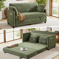 65 Loveseat Sleeper Sofa Bed Corduroy Convertible Sofa Bed for Small Spaces Folding Couch Bed with Deep Seat 2 Pillows &amp Solid Frame Pull Out Floor Couches for Living Room Green
