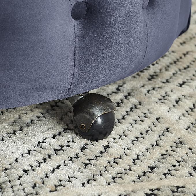 Merax Velvet Upholstered Swivel Chair for Living RoomButton Tufted Accent Chair with 3 Pillows and Movable WheelsGrey