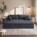 71-Inch Fluffy Corduroy Boneless Sleeper Daybed Loveseat Double Recliner Chaise Lounge Sofa Couches Floor Cloud Sofa Chaise W/4 Pillows for Home Apartment Living Room