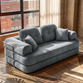 Convertible Modular Sofa Bed with Large Backrest Support &amp Storage Pockets Modern Corduroy Floor Couch for Small Apartment &amp Limited Space Ergonomically Designed Furniture (Gray 82'')