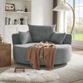 Oversized Round Swivel Chaise Modern 360°Swivel Barrel Chair with 3 Pillows Comfy Chenille Chaise Lounge Chair Indoor Single Cloud Circle Sofa for Living Room Bedroom Office (Grey)