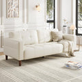 GAOMON 83 Inches 3-Seater Sofa Couch Faux Leather Couch with Back Cushion Waterproof Wide Arm Sturdy Support Feet for Office Living Room Bedroom Beige
