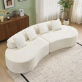 Aoowow 111.4 Modular Sectional Sofa Modern Minimalist Curved Sofa Comfy Deep Seat Curved Sofa with 4 Pillows Memory Foam Couch with Chenille Fabric 3 Seater Cloud Couch for Living Room White