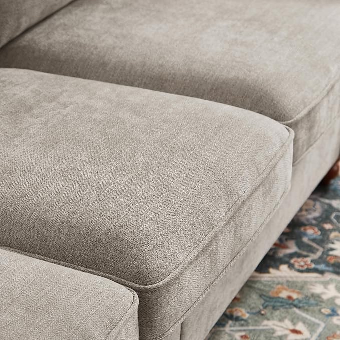 81.5 Rolled Arms Sofa Classic Couch with Nailhead Trim 3-Seater Sofa with Springs Deep Seat Cushion &amp Wooden Legs Comfy Vintage Couch for Living Room Apartment Farmhouse Grey Beige | Rolled