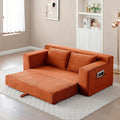 73 Convertible Sofa Bed 2 in 1 Corduroy Folding Couch with Pillows No Assembly Boneless Compression Sofa in Box Loveseat with Side Storage Pocket for Apartment Living Room Orange