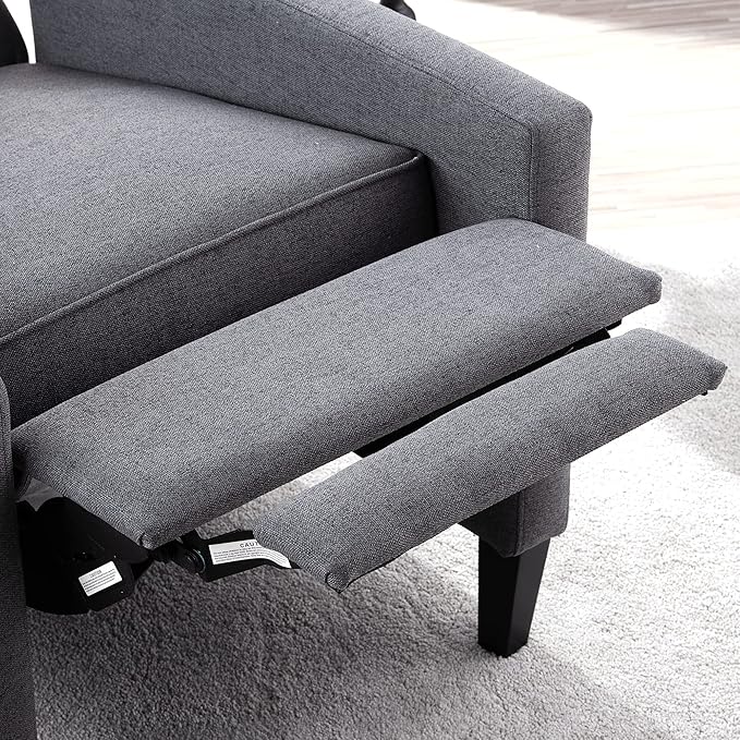 Pushback Recliner ChairComfy Wingback Recliner Sofa Chair with Adjustable BackrestTufted Fabric Accent Armchair with Vintage Rivets Trim for Living Room Office Home Theater (Gray-New)
