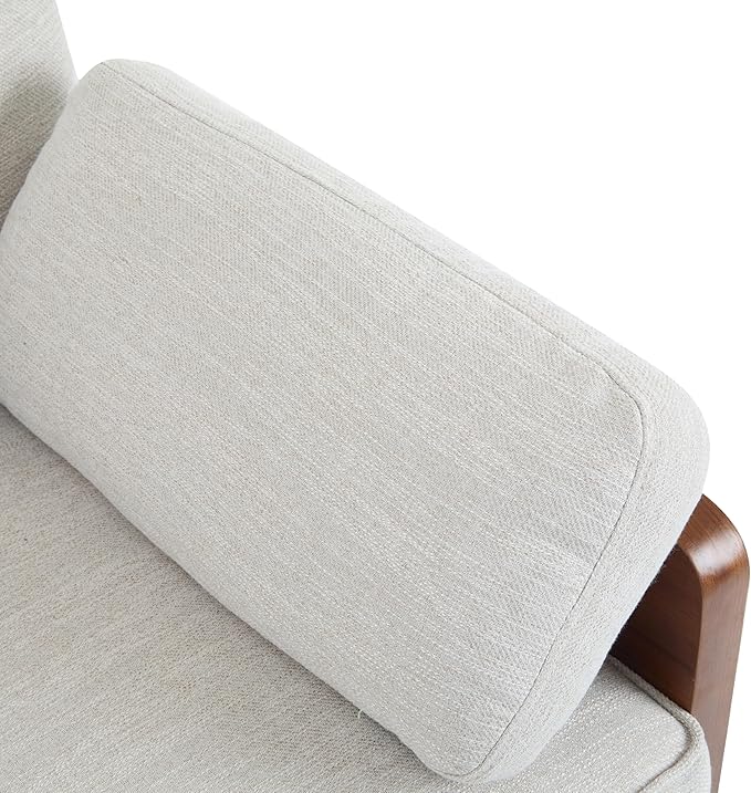 Christopher Knight Home Arboris Modern Rubberwood Frame Fabric Upholstered Loveseat Living Room/Bedroom/Apartment Couch/Sofa with Toss/Back Pillows and Removable Cushions Beige+Light Walnut