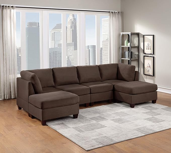 NewCosmos Living Room Furniture Armless Chair Black Coffee Linen Like Fabric 1pc Cushion Armless Chair Wooden Legs