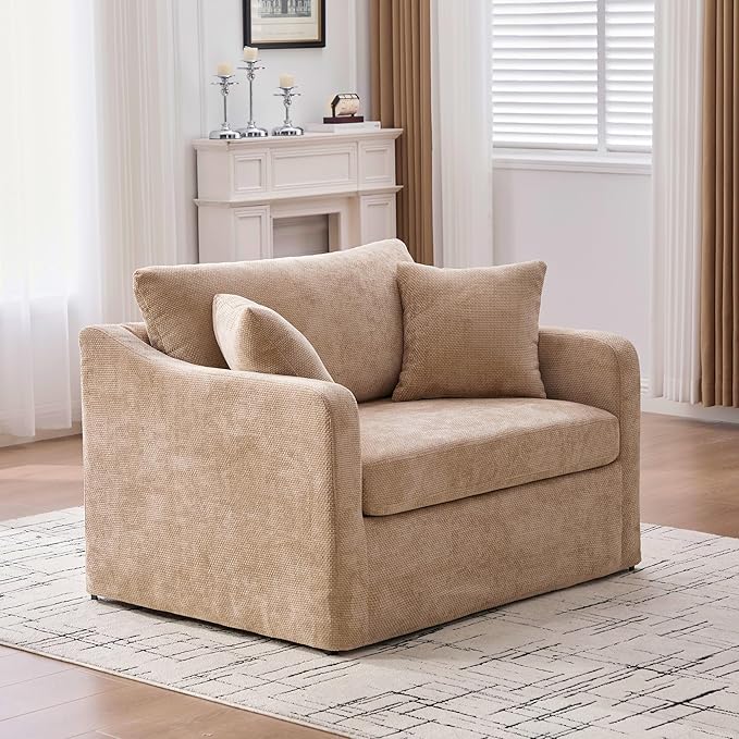 44 Large Accent Chair for Living RoomBrown Oversized ChairCozy Reading Chairs for AdultsUpholstered Chenille ChairBig Armchair Comfy