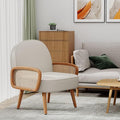 Accent Chairs Rattan Comfy Upholstered Modern Arm Chair for Living Room Chair Reading Bedroom Balcony Faux Leather Chair