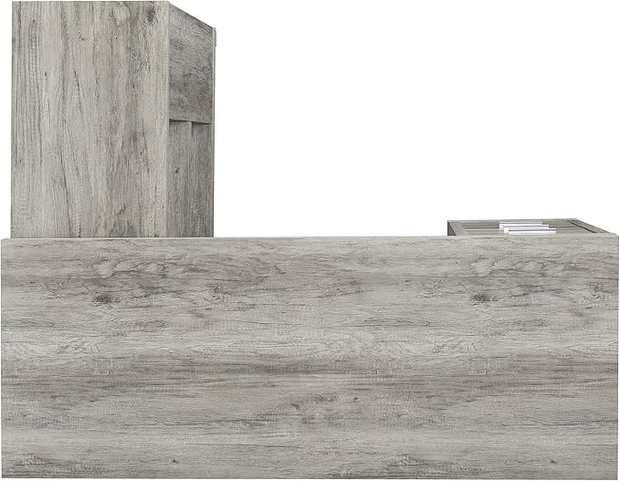 Coaster Home Furnishings - Yvette - Engineered Wood - 3-Drawer Computer Desk with File Cabinet and L-Shaped Desk with 5 Adjustable Compartments - Home Office - 60-Inch - Grey Driftwood - 801516