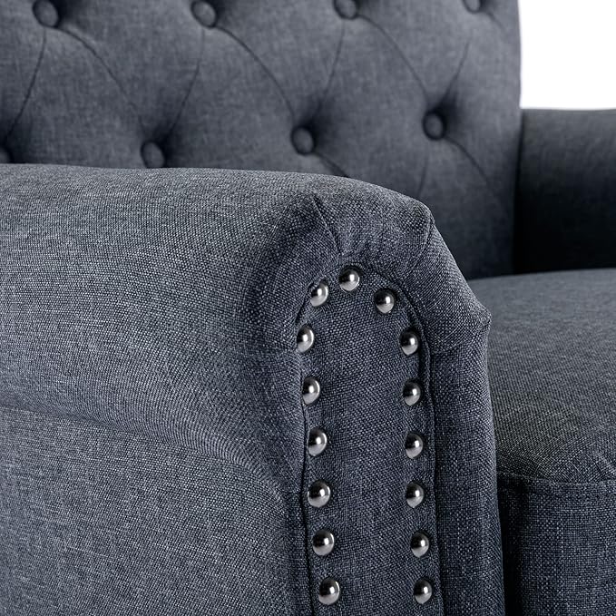 Upholstered Accent ChairsMid Century Armchair Sofa ChairsComfy Living Room ChairButton Tufted Reading Chair for Living Room BedroomStudy (2 Dark Grey)