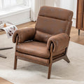 Mid Century Modern Accent ChairUpholstered Armchair with Solid Wood Frame &amp Soft Cushion for Living RoomReadingBedroomBelconySunroomBrown