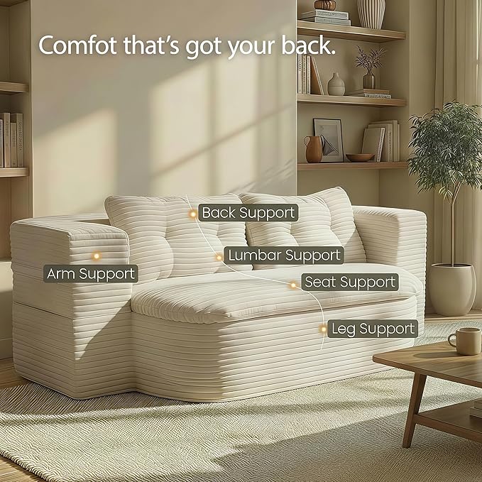 78.7-inch Folding futon Sofa Bed Full-Size Convertible Sleeper Couch Bed Memory Sponge Double Sofa with Comfortable Mattress Suitable for Living Room and Guest Room (beige 78.7 inches)