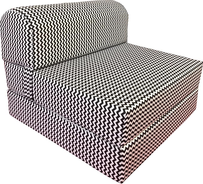 D&ampD Futon Furniture Sleeper Chair Folding Foam Beds Portable Studio Guest Sofa Bed 6 x 32 x 70 Zig Zag