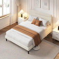GarveeHome Queen Bed Frame with Headboard Upholstered Platform Bed Frame Queen Size with Sturdy Wood Slats Support No Box Spring Needed Easy Assembly Noise Free Beige Velvet
