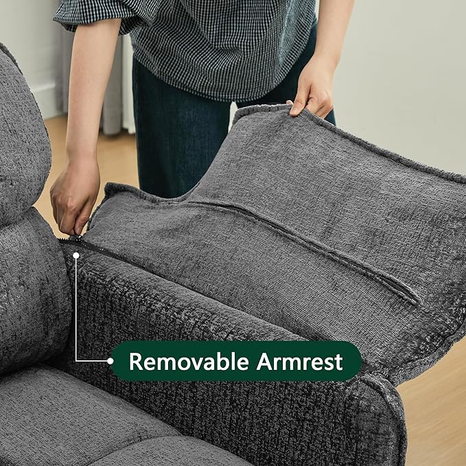 71.6 Loveseat Modular Sectional Couch 2 Seat Chenille Boneless Couch with Removable Armrest for Living RoomBedroom Apartment(Grey)