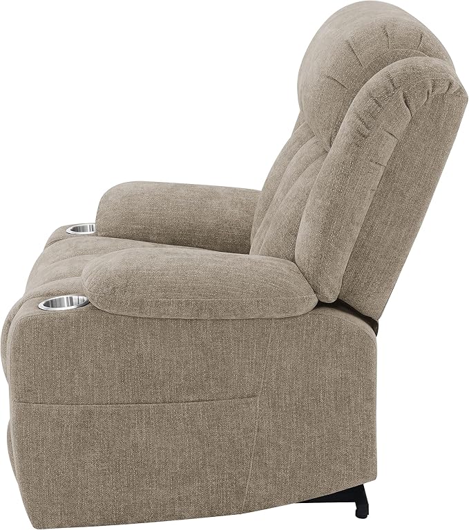 Coaster Home Furnishings - Houston - Fabric Upholstered Power Lift Recliner Chair with Power Panel with USB Port Cup Holders and Pillowtop Arms - Living Room - Camel - 602274P