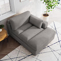 Chaise Lounge Indoor Upholstered Corduroy Sofa Counch with Left Armrest for Living Room Oversized Sleeper Sofa Bed with Pillows for Bedroom Apartment-Light Gray