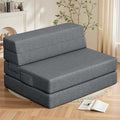 Youzi Foldable Sofa Bed Twin Sleeper Sofa Bed Couch for Guests 6 Inches Four-fold Foam Folding Chair for Home and Livingroom Washable Cover Dark Gray 75 x 39 x 6