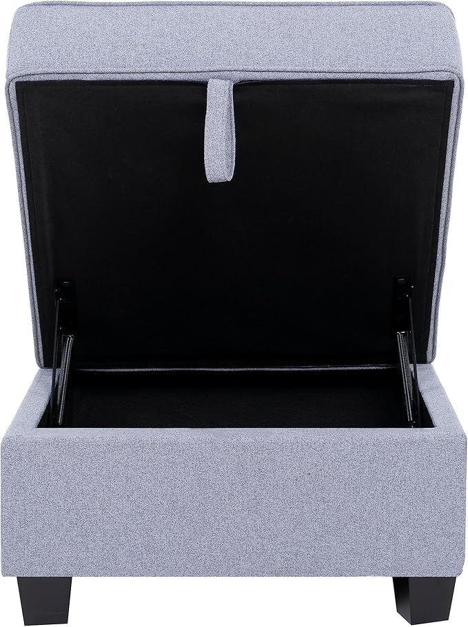 Naomi Home Square Ottoman Module for Modular Sectional Sofa Storage Ottoman Footrest and Square Seat Cube Linen Foot Stool - Gray
