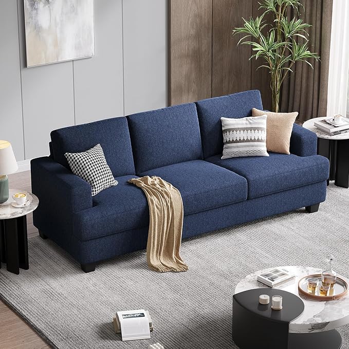 Fadware Sofa Couch 3 Seater Sofa with Suppleness Armrests Fabric Deep Seat Sofa with Upholstered Cushion&amp Backrests Modern Comfy Couch for Living Room Apartment