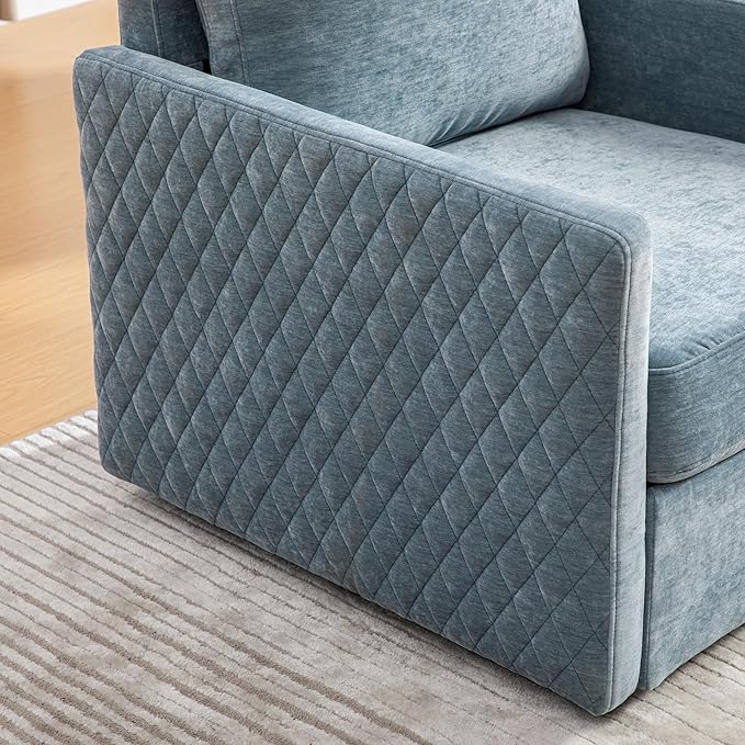 KEIKI Modern Upholstered Swivel Accent Armchair with Storage Single Sofa Chair for Bedroom or Den