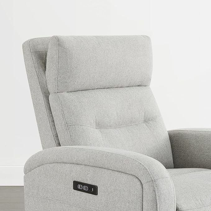 Watson &amp Whitely Swivel Power Recliner with Adjustable Headrest Recliner Chairs for Adults Small Glider Rocker for Living Room Fabric in Dove Grey