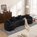 110'' Modern Curved Sofa Sectional Arc 4-Seater Foam Couch Compressed in-a-Box Boneless Cloud Couch with Extra-Deep-Wide Seats in Comfortable Chenille No Assembly Polar Black