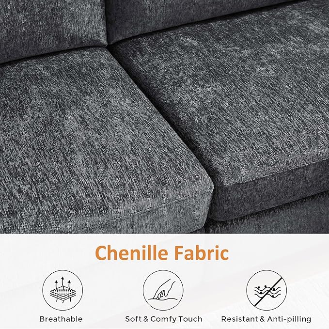 VANOMi Large Modular Sectional Sofa Oversized Couch with Charging Station Cloud Couch Deep Seat Sofa with Thick Cushion Convertible Sectional Couches for Living Room Office Apartment