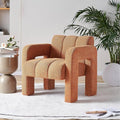Yoglad Modern Accent Chair Bouclé Fabric Upholstered Armchair Comfy Single Chair for Living Room Lounge Bedroom Office-Orange