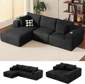 DURASPACE 108 Sectional Couch L Shaped Sofa Boneless Foam Cloud Couches with Chaise Fluffy Plush Corduroy Modular Couches for Living Room (Black Left Facing Chaise)