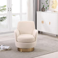 Swivel Barrel Chair Swivel Accent Chairs Armchair for Living Room Reading Chairs for Bedroom Comfy Round Barrel Chairs with Gold Stainless Steel Base (Beige)