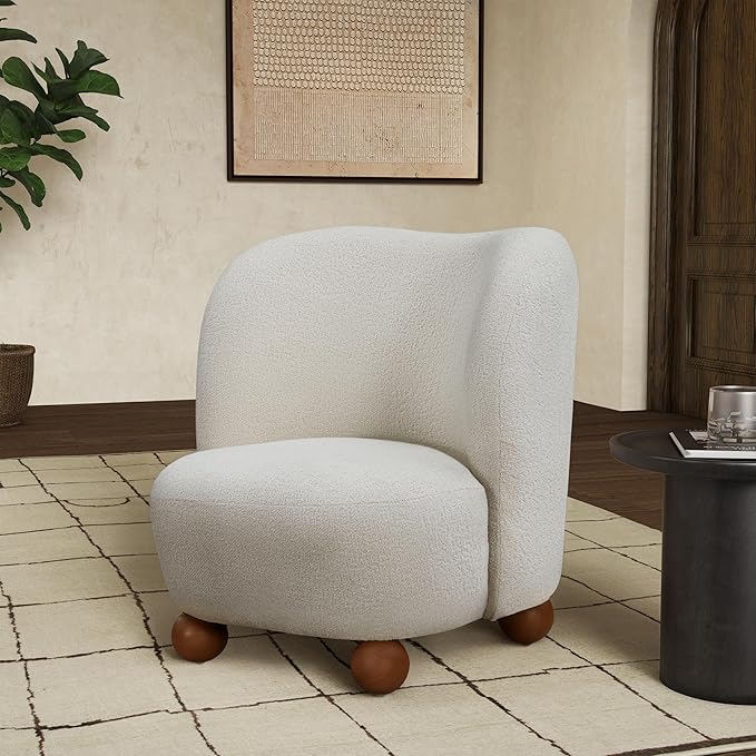 SAFAVIEH Couture Collection Rodolfo Ivory Boucle/Natural Accent Chair
