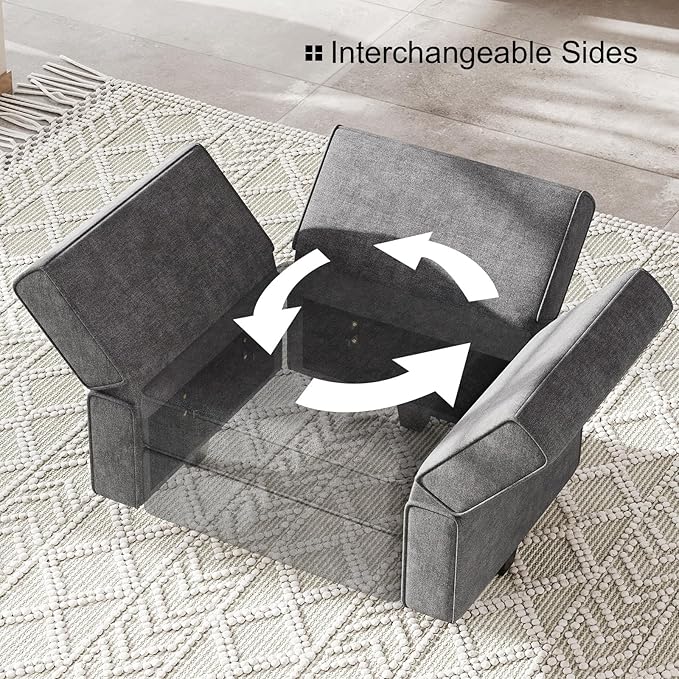 Belffin Terry Fabric Modular Sectional Sofa Middle Seat Module Couch Side Sectional Free Configuration Middle Part Dark Grey