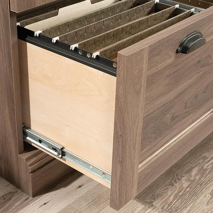 2 Drawer Small File Cabinet with Lock Under Desk Locking Storage Drawers Organizer for Home Office Engineered Wood Filing CabinetsAssembly RequiredBrown