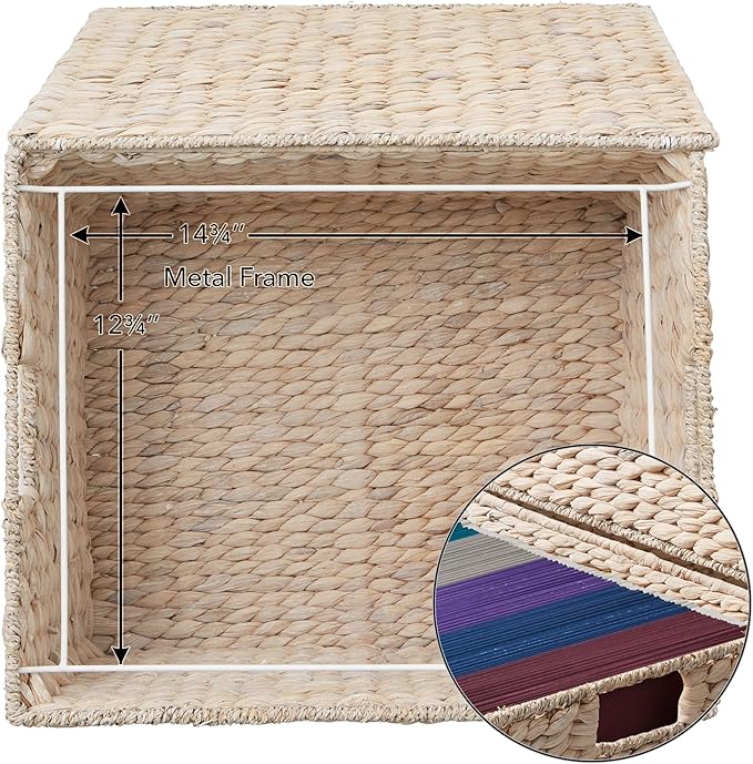 Casafield Rolling Filing Cabinet Whitewash - Water Hyacinth File Organizer with Lid and Locking Wheels Home Office Storage for Hanging Folders