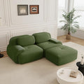 80.3 Modular Sectional Sofa Boneless Cloud Couch 2-Seater Deep Seat Cloud Couch Luxury Corduroy Fabric Sofa for Living Rooms Bedrooms Apartment (Green 80.3inch+Ottoman)
