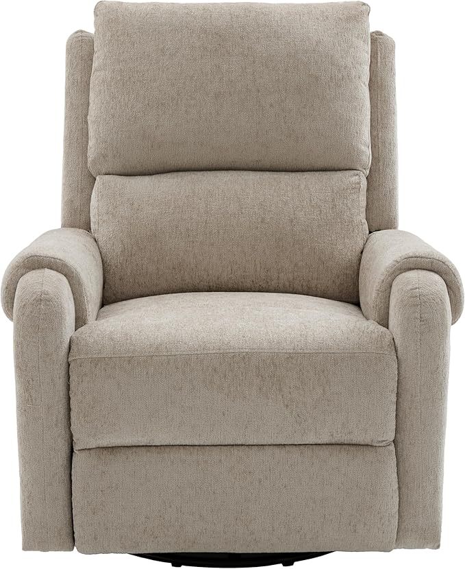 Christopher Knight Home Harper Massage Recliner Chair with 8 Modes Chenille Upholstered Recliner Sofa Swivel Massage Chair with a Side Storage Pocket for Living Room/BedroomHead SupportLight Brown