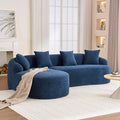DEINPPA L Shape Modular Couch 3-Seater Chenille Comfy Couch with Throw Pillows Modern Cloud Sofa for Living Room Apartment-Navy Blue