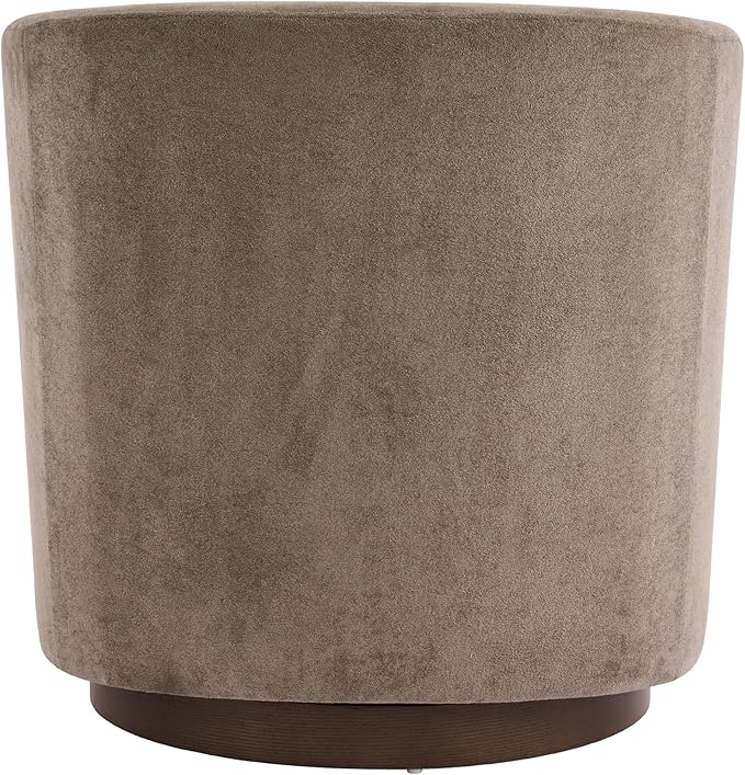 Christopher Knight Home Coles 360° Velvet Swivel Accent Chair Living Room Barrel Swivel Chair with Iron Frame Wooden Velvet Club Chair with Rotation No Assembly Required Light Brown+Walnut
