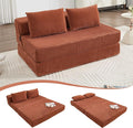GNIXUU Fold Out Couch 3-in-1 Convertible Futon Sofa Bed with 2 Pillows Corduroy Foldable Floor Chair Boneless Loveseat Couches for Living Room Bedroom Small Spaces Orange