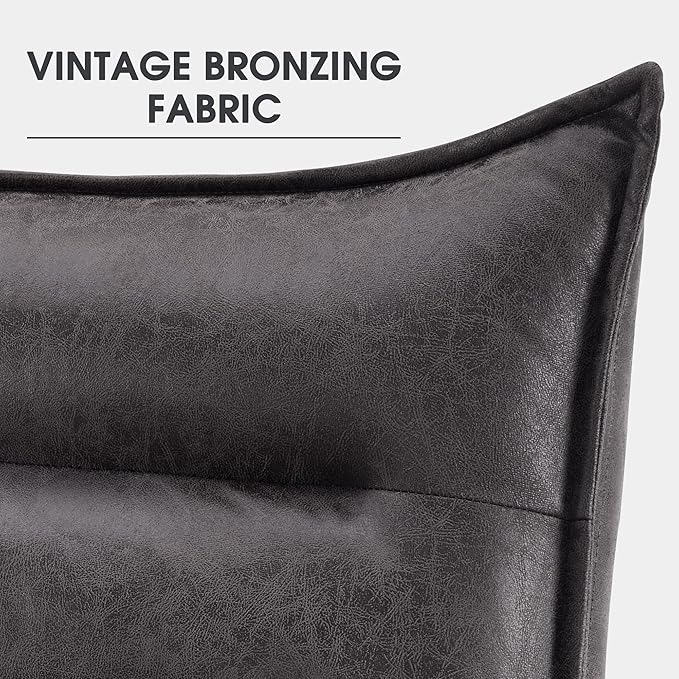 MCombo Wingback Accent Chair with Ottoman Modern Bronzing Fabric Upholstered Club Chair for Small Space Living Room 4400 (Dark Grey)