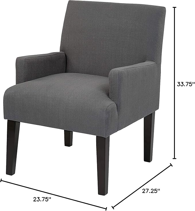 OSP Home Furnishings Main Street Upholstered Guest Chair with Espresso Finish Accents Woven Charcoal Fabric