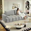 90 Comfy 4-Seater Modern Teddy Sofa with Seats Storage King Size 3-in-1 Convertible Sleeper Sofa Bed for Living Room (Grey)