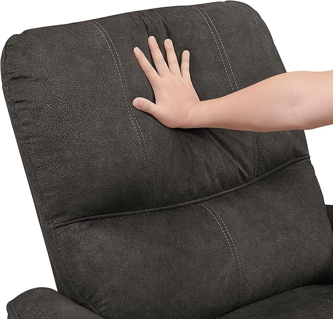 Lexicon Manual Rocker Recliner Chair Polished Microfiber Manual Reclining Chair with Overstuffed Backrest Comfy Nursery Recliner for Living Room/Office/Bedroom/Apartment Easy Assembly Chocolate